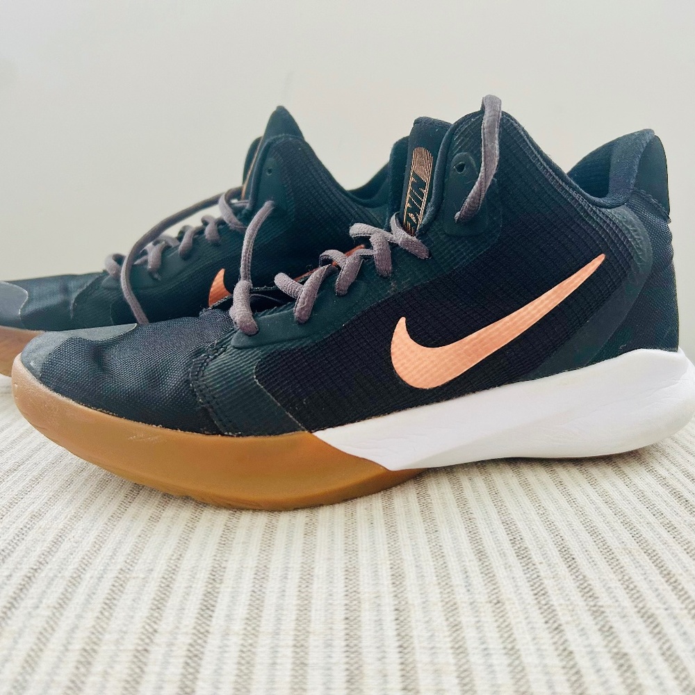 Nike Rose Gold and Black basketball shoes